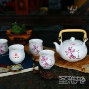 供应陶瓷茶具 【圣雅龙】“意荷奇景”亚光釉提梁壶茶具