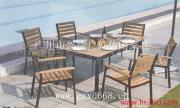 广州户外家具WXL-8825铝木桌椅铝合